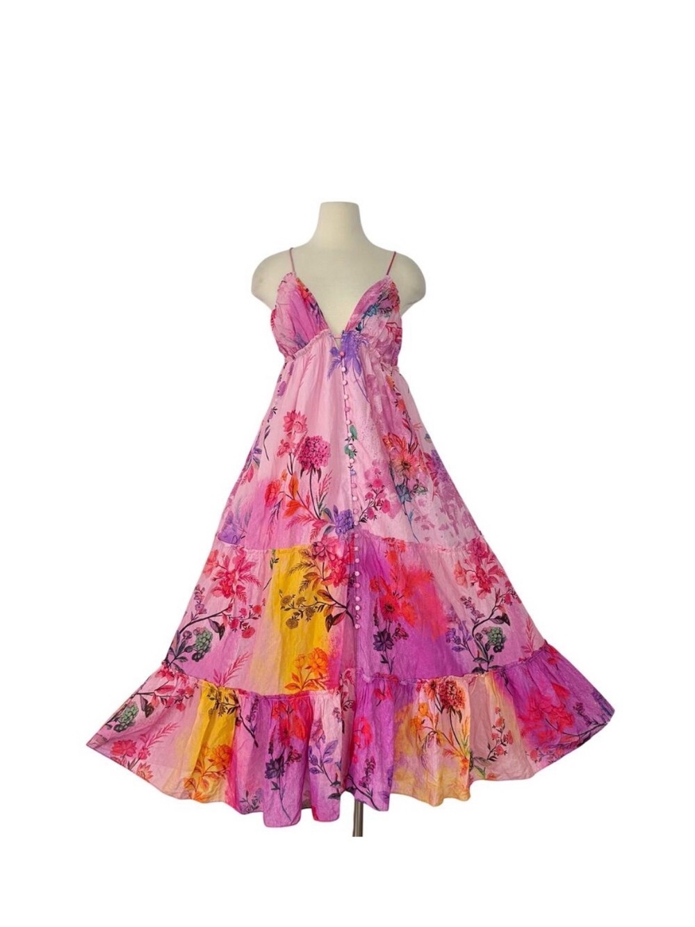 by Anthropologie Alissa Maxi Dress Floral Patchwork Pink Boho  L NWOT - Picture 7 of 7